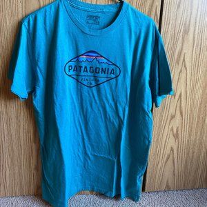Patagonia Men's, Aqua Blue Graphic T-Shirt